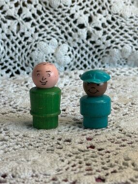 Vintage Fisher-Price family figures postman/pilot and bald man